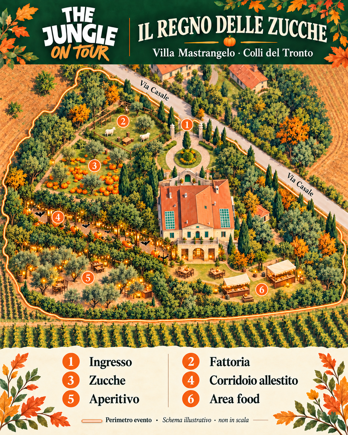 Mappa illustrativa del Regno: sei aree numerate, identificate dalla legenda
